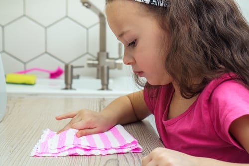 Practical skills: folding tea towels together
