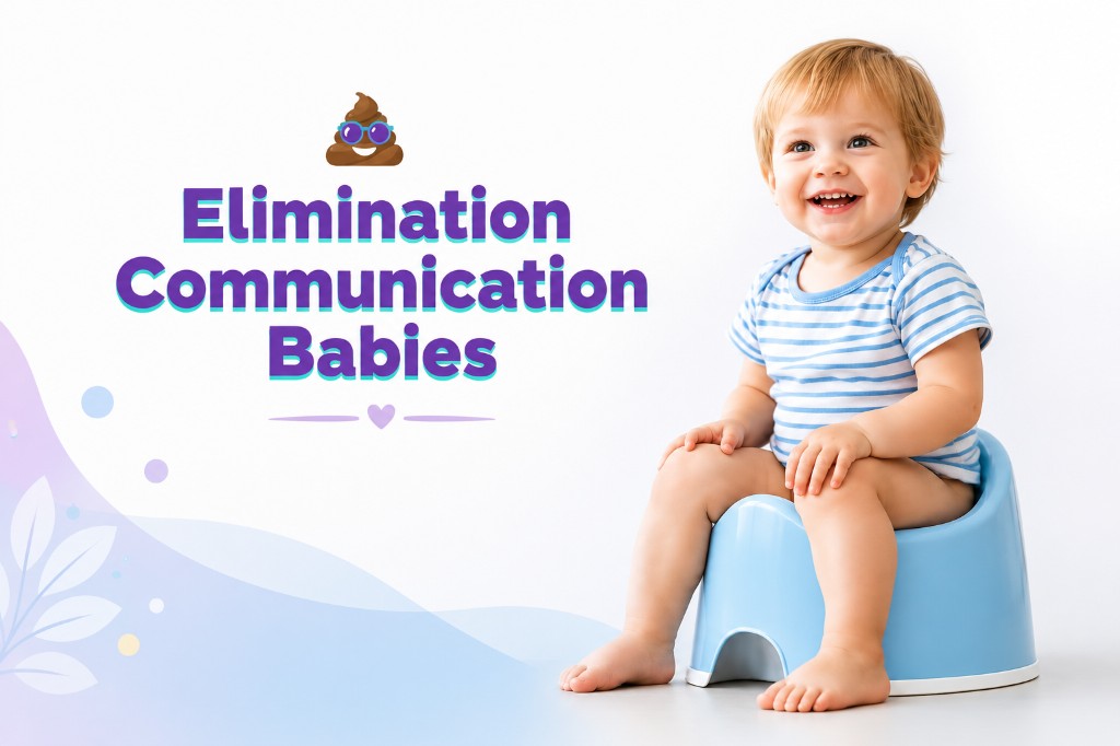 Elimination Communication Babies — branded graphic with toddler on a potty